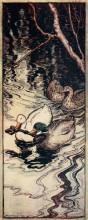 Репродукция картины "the ducks, which he had once saved, dived and brought up the key from the depths" художника "рэкем артур"