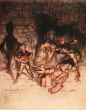 Копия картины "then the youth took the axe and split the anvil with one blow, catching in the old man’s beard at the same time" художника "рэкем артур"