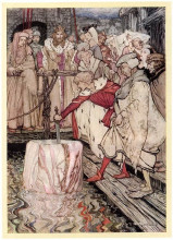 Картина "galahad draws the sword from the floating stone" художника "рэкем артур"