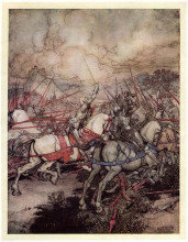 Репродукция картины "king arthur for the first time draws his sword excalibur from its sheath" художника "рэкем артур"