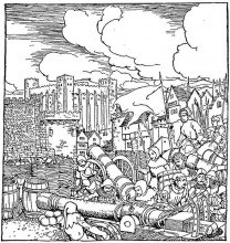 Репродукция картины "the king&#39;s troops lay siege to lancelot&#39;s castle" художника "рэкем артур"