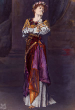 Картина "госпожа элен терри в роли имогены — героини пьесы шекспира цимбелин" художника "альма-тадема лоуренс"