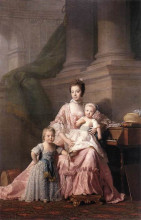 Репродукция картины "queen charlotte with her two children" художника "рэмзи аллан"