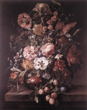 Копия картины "flowerpiece with prunes" художника "рюйш рашель"
