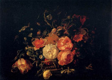 Картина "basket of flowers" художника "рюйш рашель"