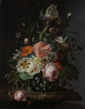 Картина "still life with flowers on a marble slab" художника "рюйш рашель"