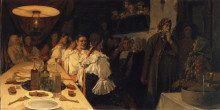 Картина "waiting for bridal couple&#39;s return from a church in novgorod province" художника "рябушкин андрей"