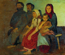Копия картины "waiting for newlyweds from the wedding in the novgorod province" художника "рябушкин андрей"