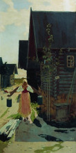 Картина "in the village. girl with a bucket" художника "рябушкин андрей"