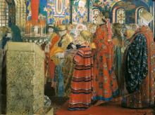 Репродукция картины "russian women of the xvii century in church" художника "рябушкин андрей"