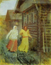 Репродукция картины "in the village" художника "рябушкин андрей"