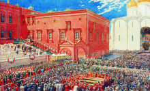 Картина "a bow with a red porch. illustration for the coronation album" художника "рябушкин андрей"