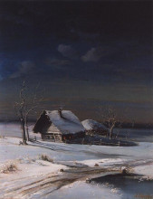 Репродукция картины "зимний пейзаж" художника "саврасов алексей"