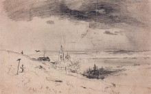 Копия картины "старый погост на берегу волги" художника "саврасов алексей"