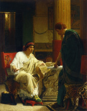 Репродукция картины "веспасиан слушает одного из своих генералов о взятии иерусалима титом (донесение)" художника "альма-тадема лоуренс"