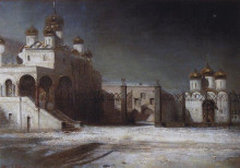 Копия картины "соборная площадь в московском кремле ночью" художника "саврасов алексей"