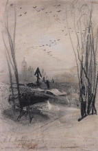 Копия картины "на кладбище" художника "саврасов алексей"