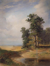 Репродукция картины "летний пейзаж с дубами" художника "саврасов алексей"