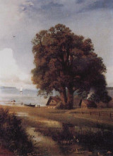 Копия картины "пейзаж с хутором у озера" художника "саврасов алексей"
