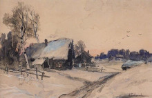 Копия картины "деревня зимой" художника "саврасов алексей"