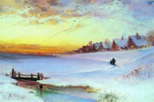 Копия картины "зимний пейзаж (оттепель)" художника "саврасов алексей"