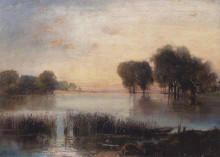 Репродукция картины "пейзаж с рекой" художника "саврасов алексей"