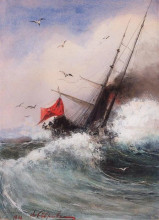 Репродукция картины "гибель корабля в море" художника "саврасов алексей"