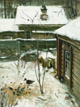 Копия картины "дворик. зима" художника "саврасов алексей"