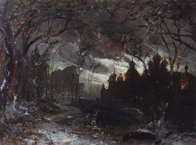 Репродукция картины "ипатьевский монастырь в зимнюю ночь" художника "саврасов алексей"