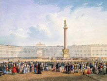 Копия картины "view of palace square and the general headquarters building in st. petersburg" художника "садовников василий"