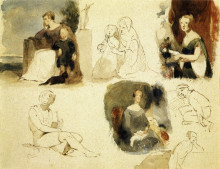 Репродукция картины "sheet of figure studies" художника "салли томас"