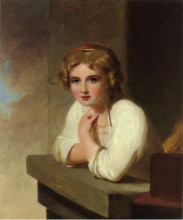 Копия картины "peasant girl (after rembrandt&#39;s &#39;young girl leaning on a wiindowsill&#39;)" художника "салли томас"