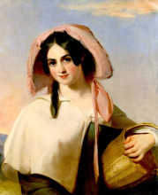 Репродукция картины "elizabeth cook (mrs. benjamin franklin bache) as the country girl" художника "салли томас"