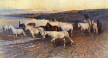 Репродукция картины "herd of oryol trotters" художника "самокиш николай семёнович"