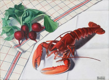 Картина "still-life with lobster and radishes" художника "сан пьетро каньяччо ди"