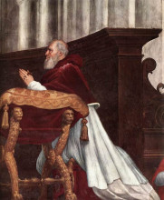 Картина "the mass of bolsena, from the stanza dell&#39;eliodor (detail)" художника "санти рафаэль"