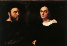 Репродукция картины "portrait of andrea navagero and agostino beazzano" художника "санти рафаэль"