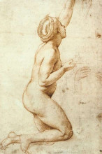 Репродукция картины "kneeling nude woman" художника "санти рафаэль"