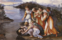Репродукция картины "moses saved from the water" художника "санти рафаэль"