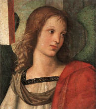 Копия картины "angel (fragment of the baronci altarpiece)" художника "санти рафаэль"