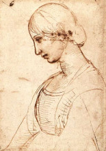 Репродукция картины "portrait of a young woman" художника "санти рафаэль"