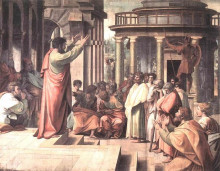 Копия картины "st. paul preaching at athens (cartoon for the sistine chapel)" художника "санти рафаэль"