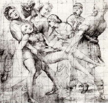 Копия картины "study for the &#39;entombment&#39; in the galleria borghese, rome" художника "санти рафаэль"