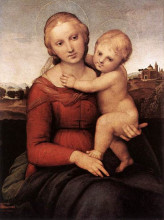 Репродукция картины "madonna and child" художника "санти рафаэль"