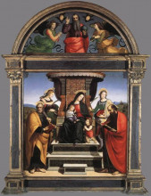 Репродукция картины "madonna and child enthroned with saints" художника "санти рафаэль"