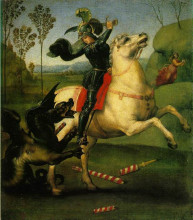Копия картины "st. george struggling with the dragon" художника "санти рафаэль"