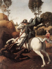 Репродукция картины "st. george and the dragon" художника "санти рафаэль"