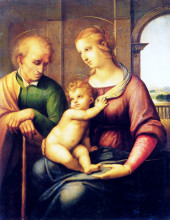 Репродукция картины "the holy family" художника "санти рафаэль"
