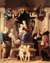 Репродукция картины "madonna of the baldacchino" художника "санти рафаэль"