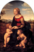 Картина "the virgin and child with saint john the baptist" художника "санти рафаэль"